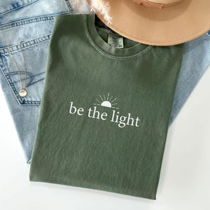 Comfort Colors® Be The Light T-Shirt - Christian Tee - Matthew 5:14 - Bible Verse Shirt - Jesus Lover - Minimalist Religious Mom Gift