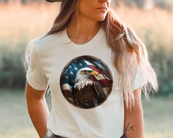 Patriotic Eagle on American Flag T-Shirt, 4th of July Outfit, American Eagle Shirt, Freedom Tee, Patriotic Shirt, Independence Day Clothing