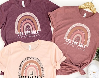 Camiseta "Ver la etiqueta" (Able Not The Label), camiseta de concientización sobre el autismo, camisetas para maestros de educación especial, camisetas de amabilidad con el autismo, regalo para maestros de educación especial