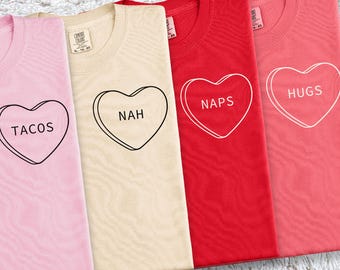Benutzerdefinierte Comfort Colors® Valentinstag Herz Shirt - Valentinstagsgeschenk - Candy Heart T-Shirt