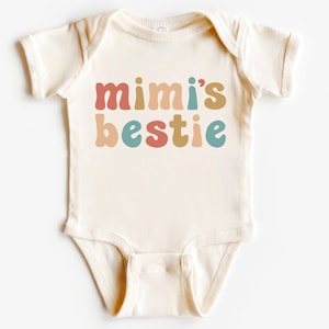 Mimis Bestie Body - Lustiges Baby T-Shirt - Babypartygeschenk - Geschenk von Mimi - Minimalistische Babykleidung - Kinder Natürliches Shirt