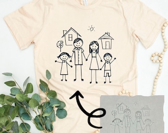 Custom Drawing T-Shirt - Kids Drawing Tee -  Photo Drawing Shirt - Kid Art Gift - Gift for Mom - Gift for Dad - Actual Drawing Shirt