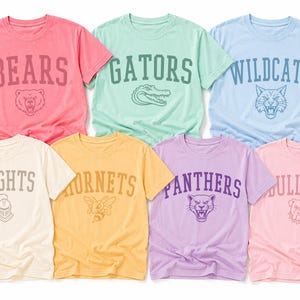 Custom School Mascot Shirt - Comfort Colors® Spirit Wear T-Shirts - Team Mascot Back to School Tee image 1