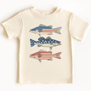 Patriotic Bass Toddler Shirt - Boys fishing Kids Tee - American Flag Youth T-Shirt -  4th Of July Bodysuit - Boy Summer T-Shirt