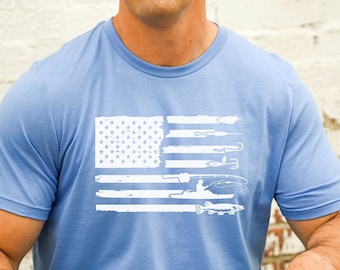 American Flag Fishing Shirt, Fishing Lover Shirt, Fisherman Gift, Dad Fishing Shirt, American Hunter Tshirt, Fisher Shirt, Men Hunting Gifts