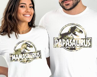 Camiseta Mamasaurus, camiseta Papasaurus, camiseta de camuflaje para madre y padre, camiseta de dinosaurio, camisetas de cumpleaños de dinosaurios a juego para toda la familia unisex