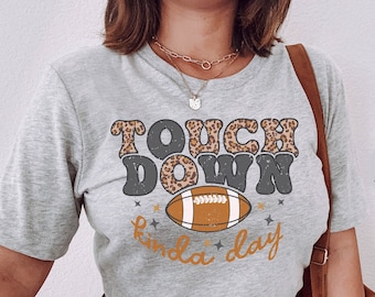 Football Shirt for Women, Football Game Day Shirt, Touchdown Football Tee, Cute Football Shirts, Leopard Football Shirt, Football Game Shirt