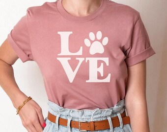 T-shirt hond mama, shirt hond moeder, shirt hond liefde poot, shirt hond poot, cadeau voor hondenliefhebber, honden shirts voor vrouwen, honden dag shirts, schattig hondenshirt