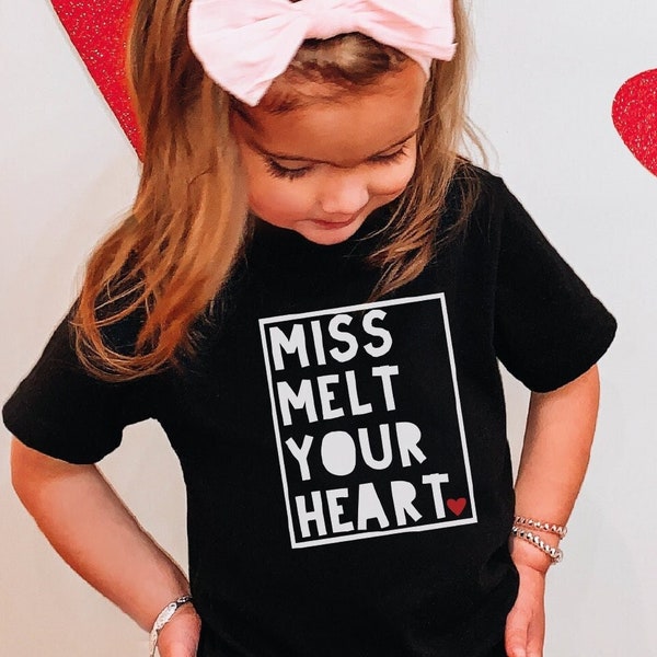 Girls Valentine Shirt, Miss Melt Your Heart Shirt, Valentine Girls Shirt, Valentine Toddler Shirt, Valentine Day Outfits, Valentine Day Tee