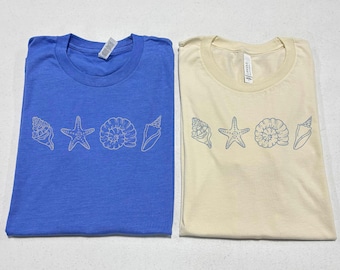Camiseta de concha - Camiseta para amantes de la playa - Camiseta de mar de verano - Regalo para amantes del mar - Camiseta de océano - Camiseta tropical - Camiseta de estrella de mar - Regalo para amantes del océano