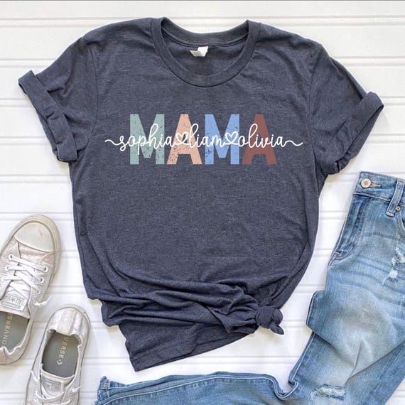 Custom Mama T-Shirt - Personalized Children Names Tee - Personalized Mama Gift - Mom Shirt - Mother's Day Gift -  Gift for Her - Cute Mama