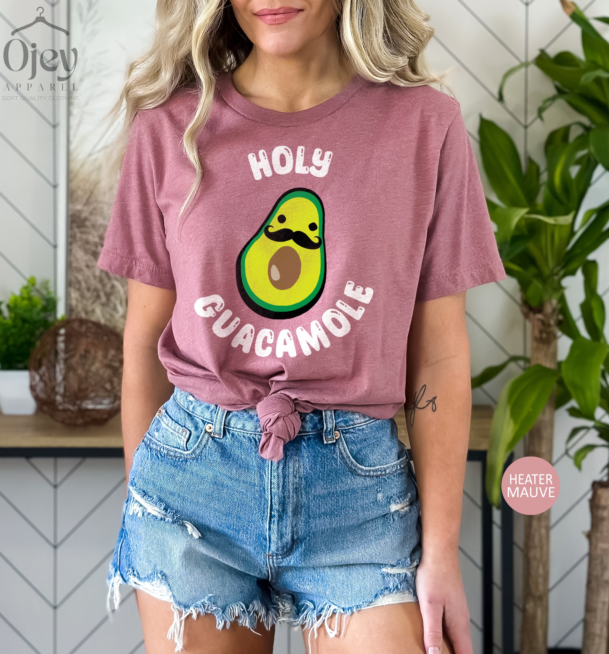 Avocado With Mustache Holy Guacamole T Shirt, Funny Avocado Shirt