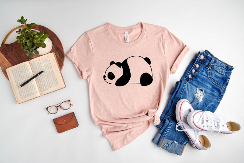 Panda Shirts, Cute Panda Shirts, Panda Lover Shirt, Kids Panda Shirts, Love Panda Shirts, Panda Party Shirts, Panda Shirt for Kids Heather Peach