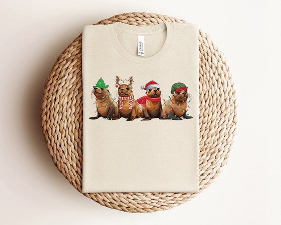 Sea Lions Christmas Shirt, Cute Christmas Animals Shirt, Monk Seal Tshirt, Animal Love Tshirt, Sea Lion Shirt, Winter Shirt, Christmas Gifts