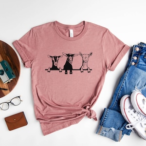 Goats Shirts, Cute Goats Shirt, Funny Goat Kid Shirt, Farm Animal Shirt, Goat Lover Shirt, Goat Shirt Gift, Goat Women Shirt, Gift for Her Heather Mauve