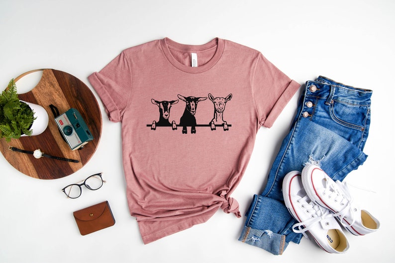 Goats Shirts, Cute Goats Shirt, Funny Goat Kid Shirt, Farm Animal Shirt, Goat Lover Shirt, Goat Shirt Gift, Goat Women Shirt, Gift for Her Heather Mauve