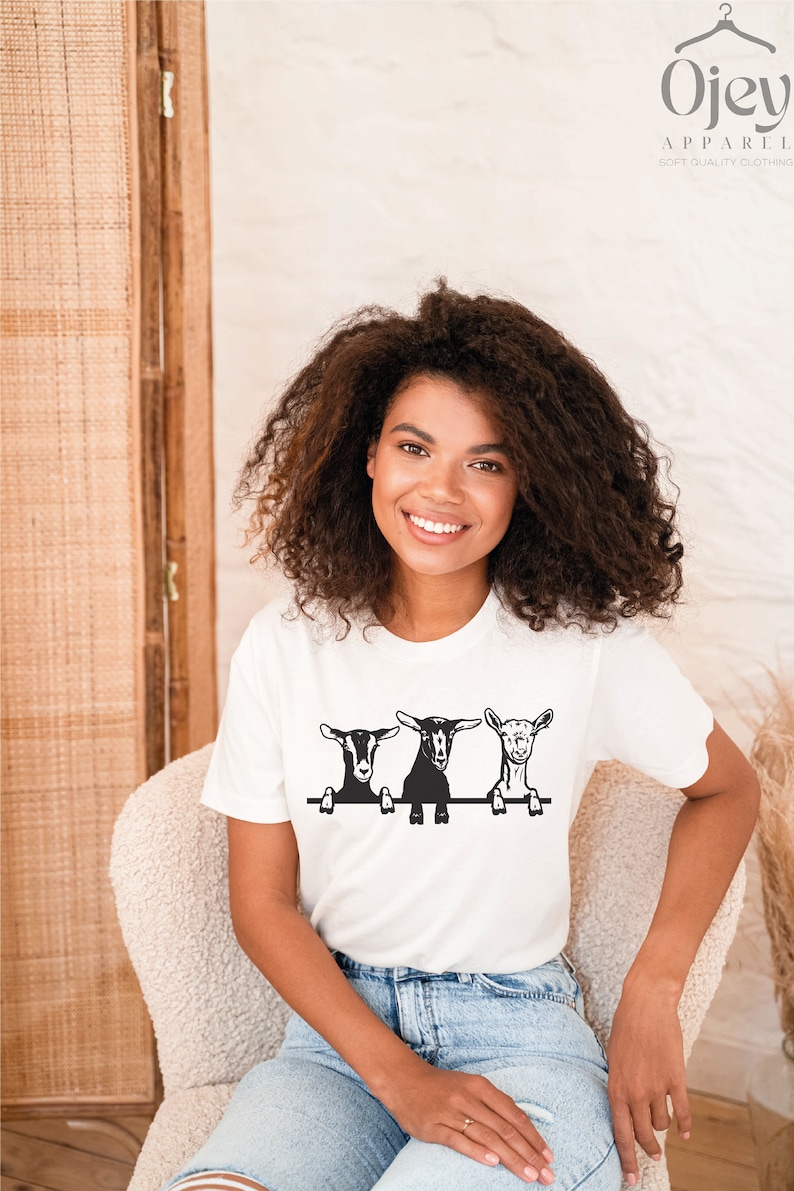 Goats Shirts, Cute Goats Shirt, Funny Goat Kid Shirt, Farm Animal Shirt, Goat Lover Shirt, Goat Shirt Gift, Goat Women Shirt, Gift for Her White
