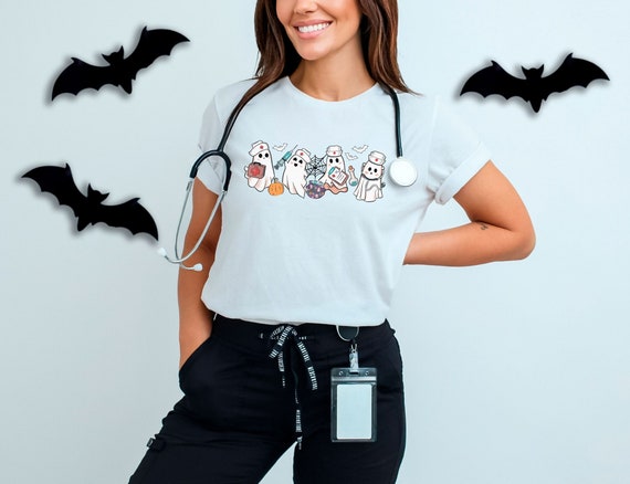 Ghost Nurse T-Shirt - Spooky Nurse Tee - Halloween Nurse Shirt - Cute Nurse Shirt - Boo Nurse Crew Shirt - Halloween Nurse Gift