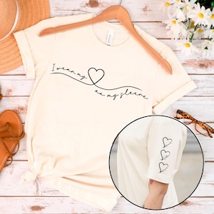 I Wear My Heart On My Sleeve - Custom Mama T-Shirt - Mothers Day Gift - Personalized Mom Tee - Children Names On Sleeve - New Mommy