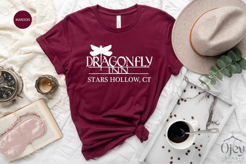 Dragonfly Inn Shirt, Best Friend Shirt, Gift for Her, Dragonfly Lover Shirt, Dragonfly Lover Shirt, BFF Shirt, Dragonfly Shirt, Gift For Her Maroon