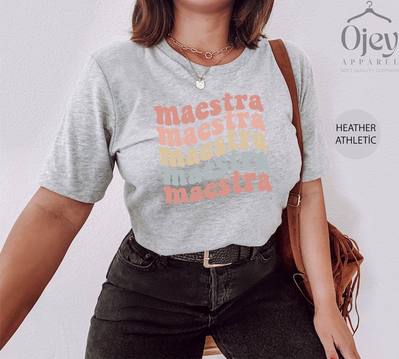 Maestra Shirt, Spanish Teacher Shirt, Bilingual Teacher Shirt, Maestra Gift Shirt, Groovy Teacher Shirt, Maestra Bilingue Shirt Heather Athletic