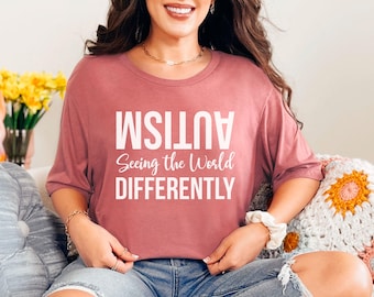 Camiseta de concienciación sobre el autismo - Ver el mundo de otra manera - Camiseta para madres con autismo - Camiseta para maestros con autismo - Camiseta para trastornos de la conducta especiales - Regalo para maestros