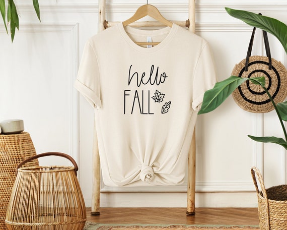 Hello Fall T-Shirt, Fall Vibes Clothing, Fall Lover Gift, Fall Season Outfit, Autumn Shirt, Fall Theme Tee, Cute Fall T-Shirt, Welcome Fall