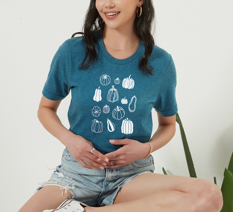 Thanksgiving Shirts, Pumpkins Shirt, Autumn Shirt, Its Fall Shirt, Fall T Shirts, Fall Harvest Shirt, Autumn Tees, Gift for Her Shirt Heather Deep Teal