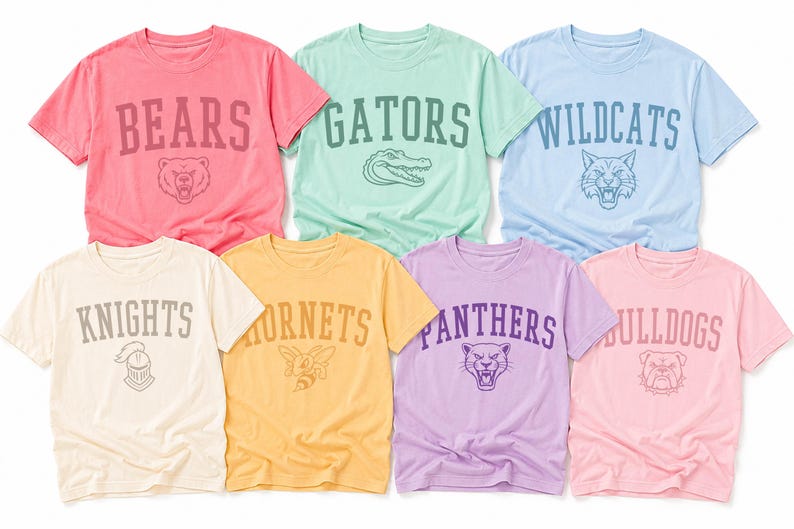 Custom School Mascot Shirt - Comfort Colors® Spirit Wear T-Shirts - Team Mascot Back to School Tee image 1