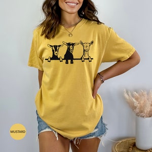 Goats Shirts, Cute Goats Shirt, Funny Goat Kid Shirt, Farm Animal Shirt, Goat Lover Shirt, Goat Shirt Gift, Goat Women Shirt, Gift for Her Mustard