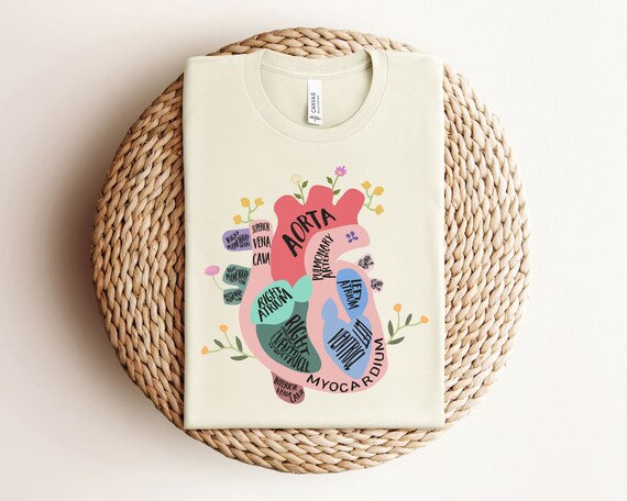 Heart Anatomy T-Shirt - CVICU Nurse Shirt - Cardiac Nurse Tee - Cardiology Student T-Shirt -Nursing Student Shirt - Registered Nurse Gift