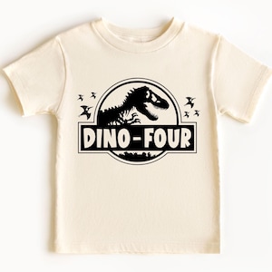 Dino Four T-Shirt - Dinosaur Birthday Tee - Birthday Saurus Shirt - Fourth Birthday Tee - Rex 4th Birthday Outfit - Four Years Old