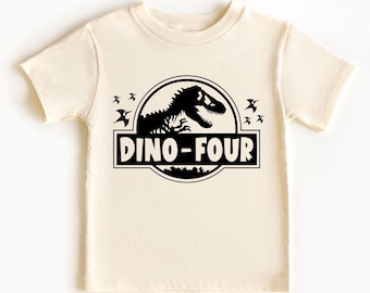 Dino Four T-Shirt - Dinosaur Birthday Tee - Birthday Saurus Shirt - Fourth Birthday Tee - Rex 4th Birthday Outfit - Four Years Old