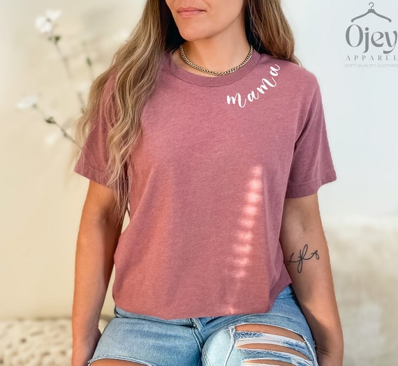 Mama On Crewneck Shirt, Minimalist Shirt, Perfect Mothers Day Shirt, Mama On The Neck, Soft Handmade Shirt For Mothers, Cozy Gift for Mother