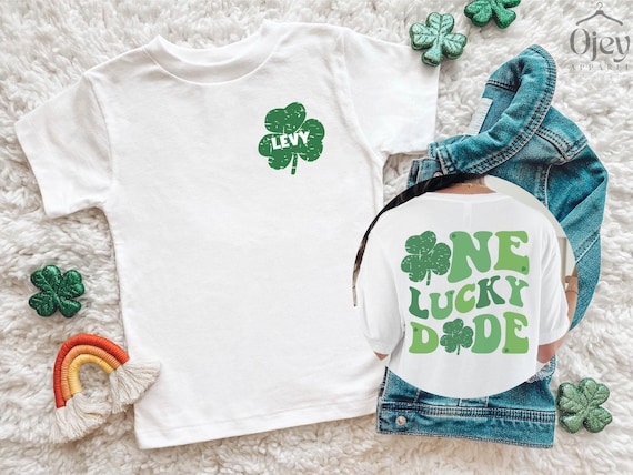 One Lucky Dude Shirt -Custom St. Patricks Shirt - St. Patrick Kids Name T-Shirt - Lucky St. Patrick Gift - Irish Toddler Shirt - Boys Shirt