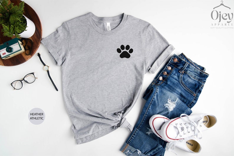 Best Seller Dog Paw Pocket T Shirt, Dog T-Shirt, Dog Paw Shirts, Dog Mom Tee, Pocket Paw Shirt, Dog Lover Gift, Dog Mama Shirts, Dog Paw Tee Heather Athletic