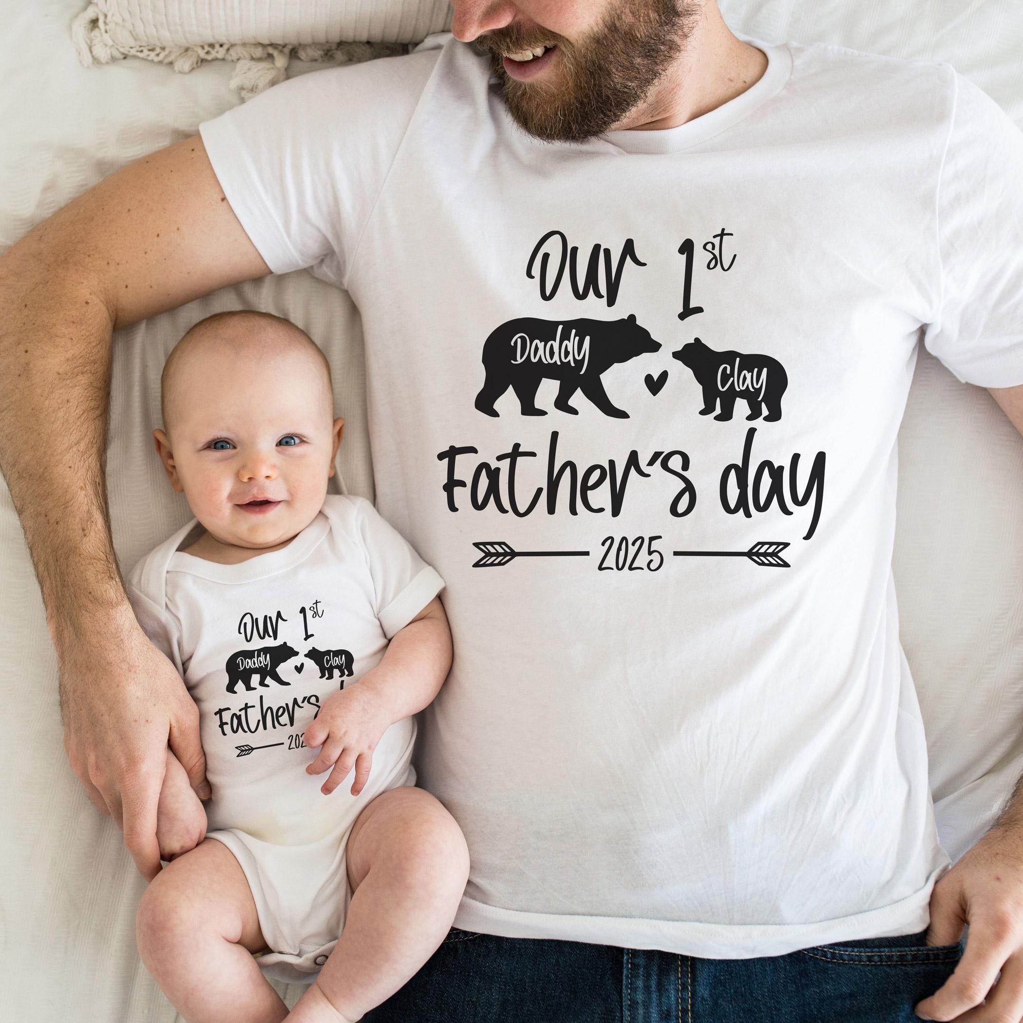 First Father's Day 2026 Shirt, Custom Dad T-shirt, Baby Bear