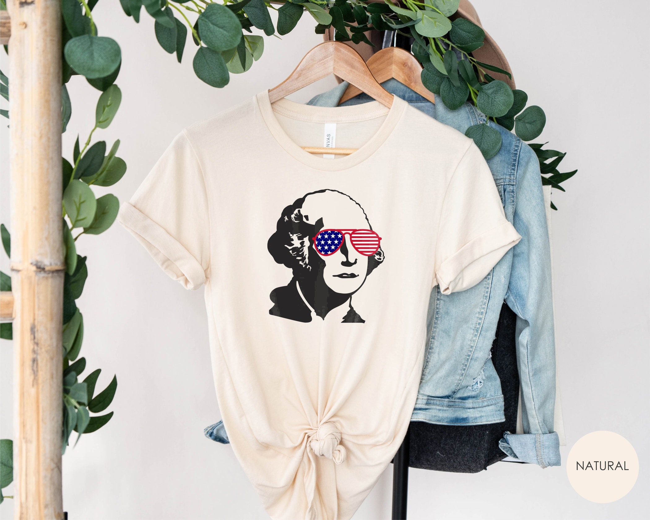 Funny George Washington with American Flag Sunglasses Shirt, American Flag Shades T-Shirt, 1st President T Shirt, Patriotic Shirt Gift