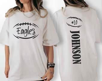 T-shirt de football personnalisé - T-shirt personnalisé à l'avant et à l'arrière - T-shirt de l'équipe de football personnalisé - T-shirt de maman de football - T-shirt le jour du match