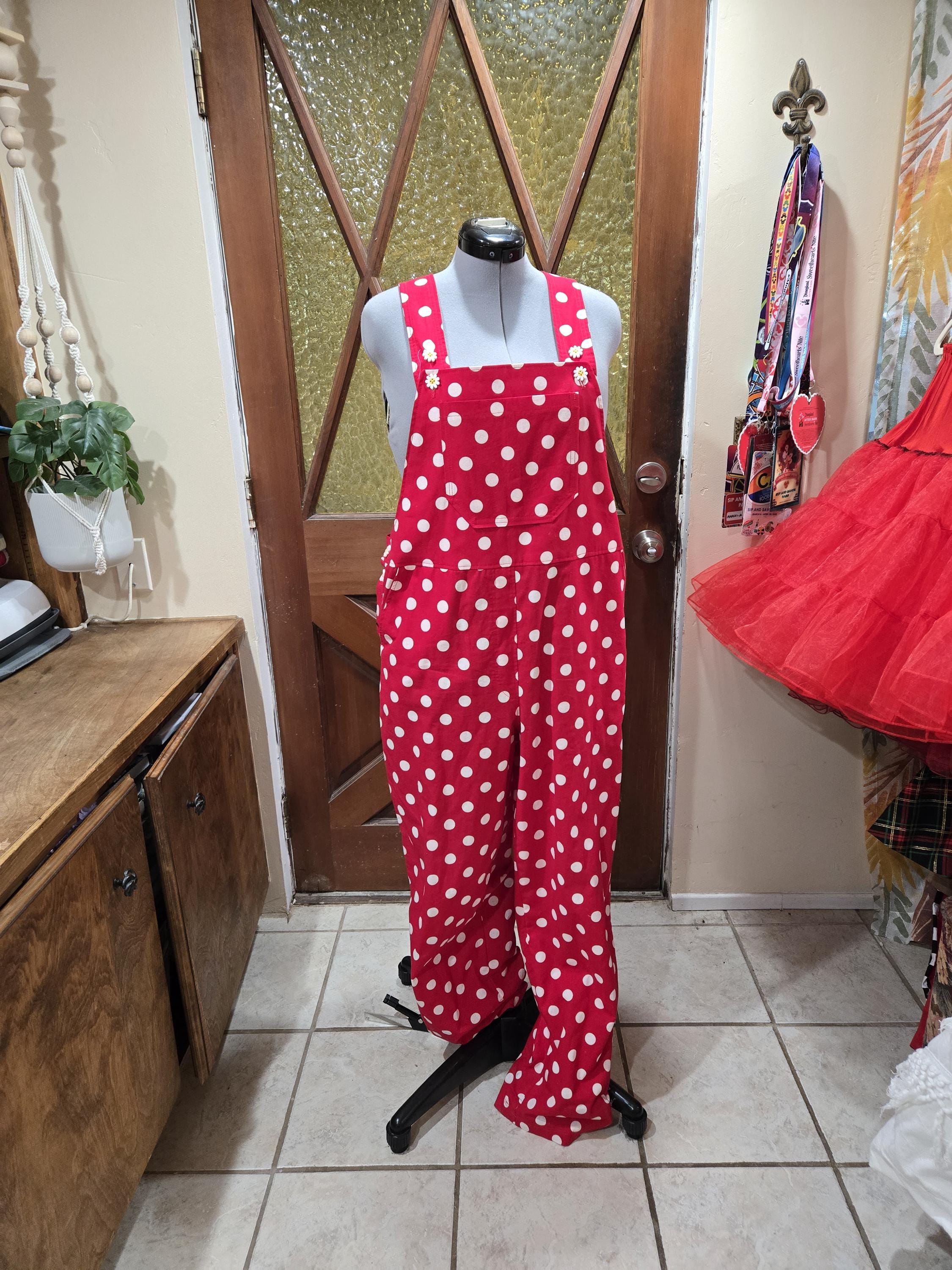 Red and White Polka Dot Jumpsuit Overalls - Etsy