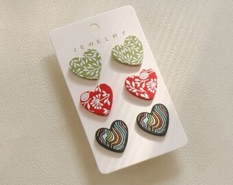 Aretes de corazón de acrílico de 3 piezas