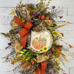 Elegant wreath, Fall Swag, Rustic wreath, Whimsical floral fall swag wreath,  Fall Wreath, Front Door Wreath, Fall Decor