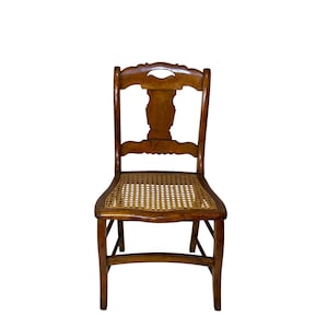 Early American Federal Period Bird&#39;s Eye Tiger Maple Dining Chair Cane Seat