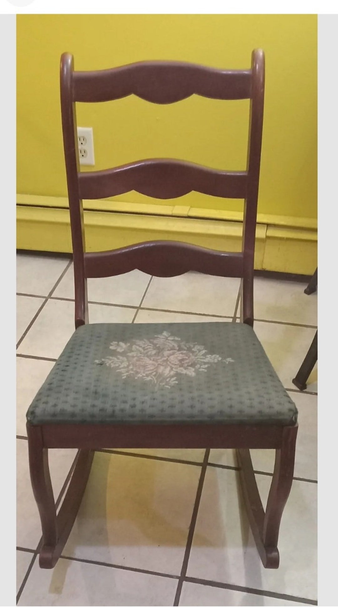 Beautiful Antique Nursery Rocking Chair Solid Mahogany W/ Rose ...