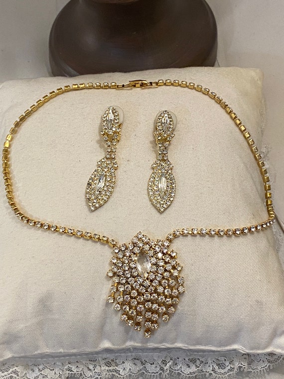 Vintage Circa 1960s Stunning Rhinestone Necklace … - image 1