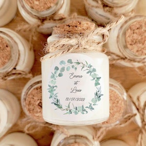 Personalized candles eucalyptus BOHEME nature WEDDING baptism birthday / Guest gifts