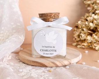 Personalized square baptism candle, original baptism favor, personalized handmade candle, unique baptism keepsake