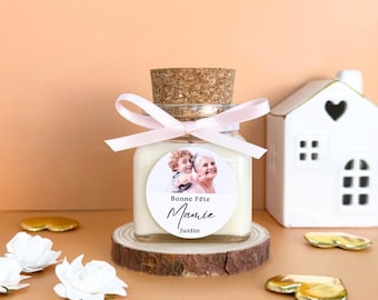 Personalized photo candle for Grandma – Grandparents' Day gift, keepsake for grandchildren, handmade candle