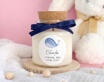 Large personalized birth candle with name – Original baby shower favor – Baby keepsake – Baby shower gift