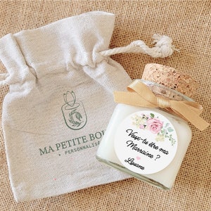 Personalized candle request GODMOTHER/GODFATHER/WITNESS with surprise gift bag